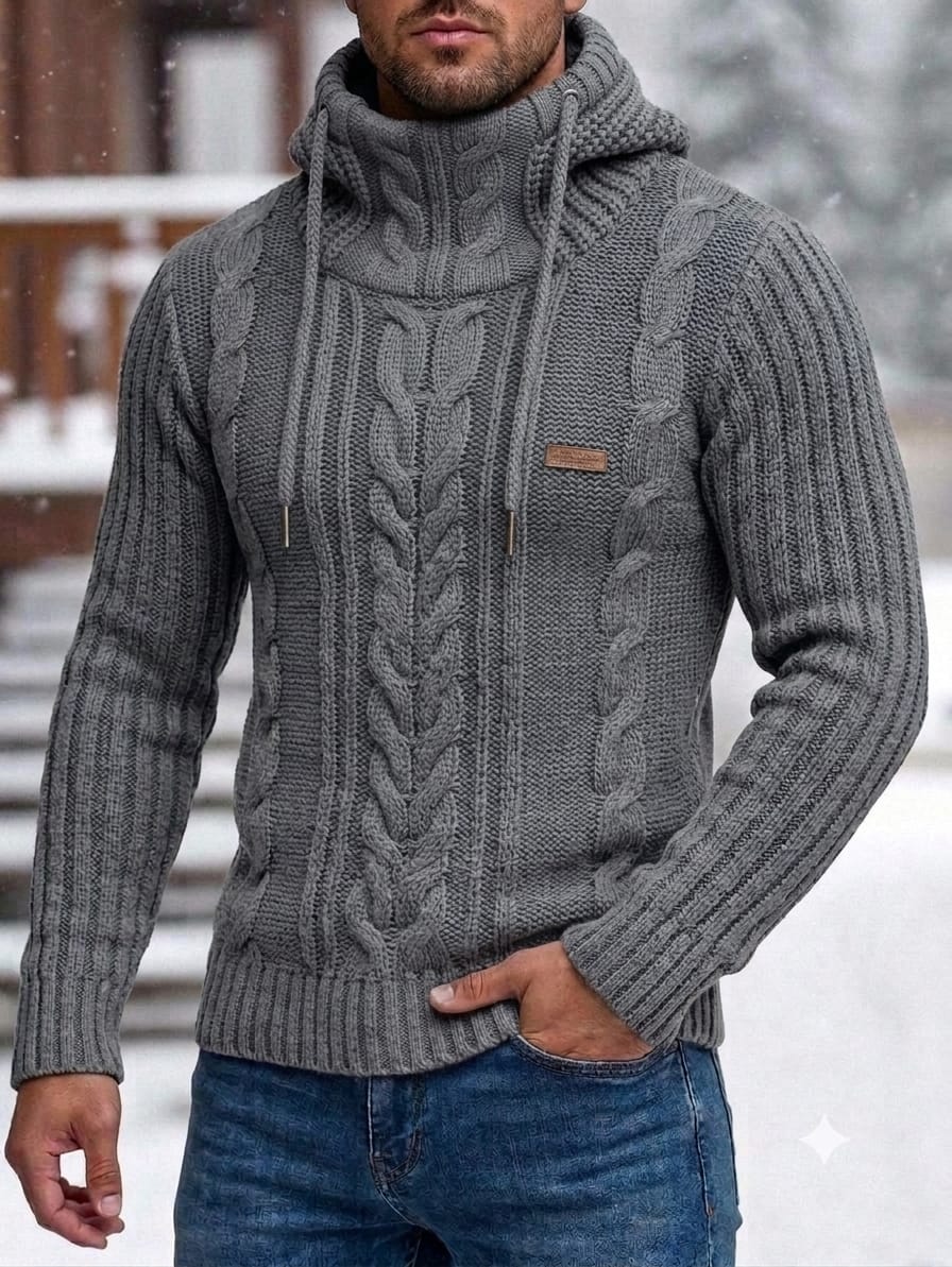 SUETER CAPUCHA TRENZA CUELLO ALTO HOMBRE