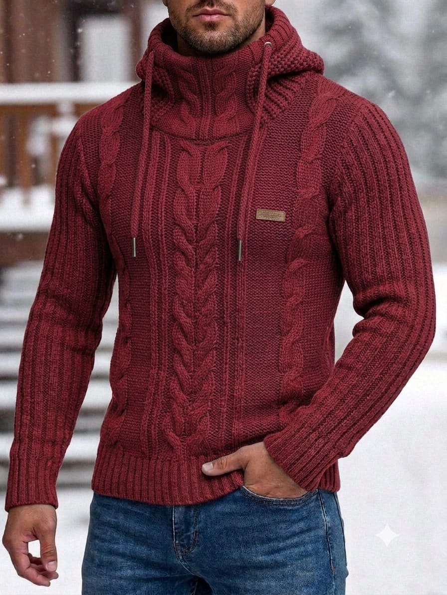 SUETER CAPUCHA TRENZA CUELLO ALTO HOMBRE