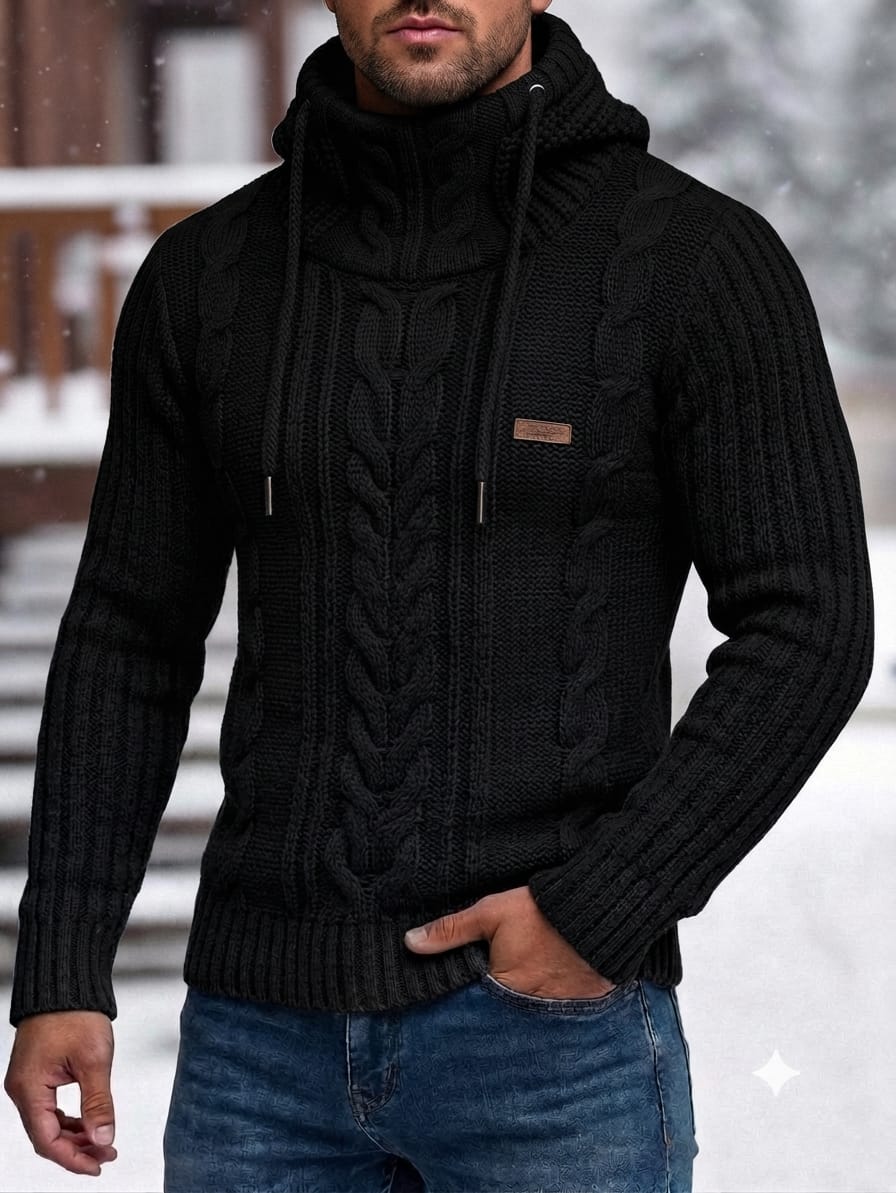 SUETER CAPUCHA TRENZA CUELLO ALTO HOMBRE