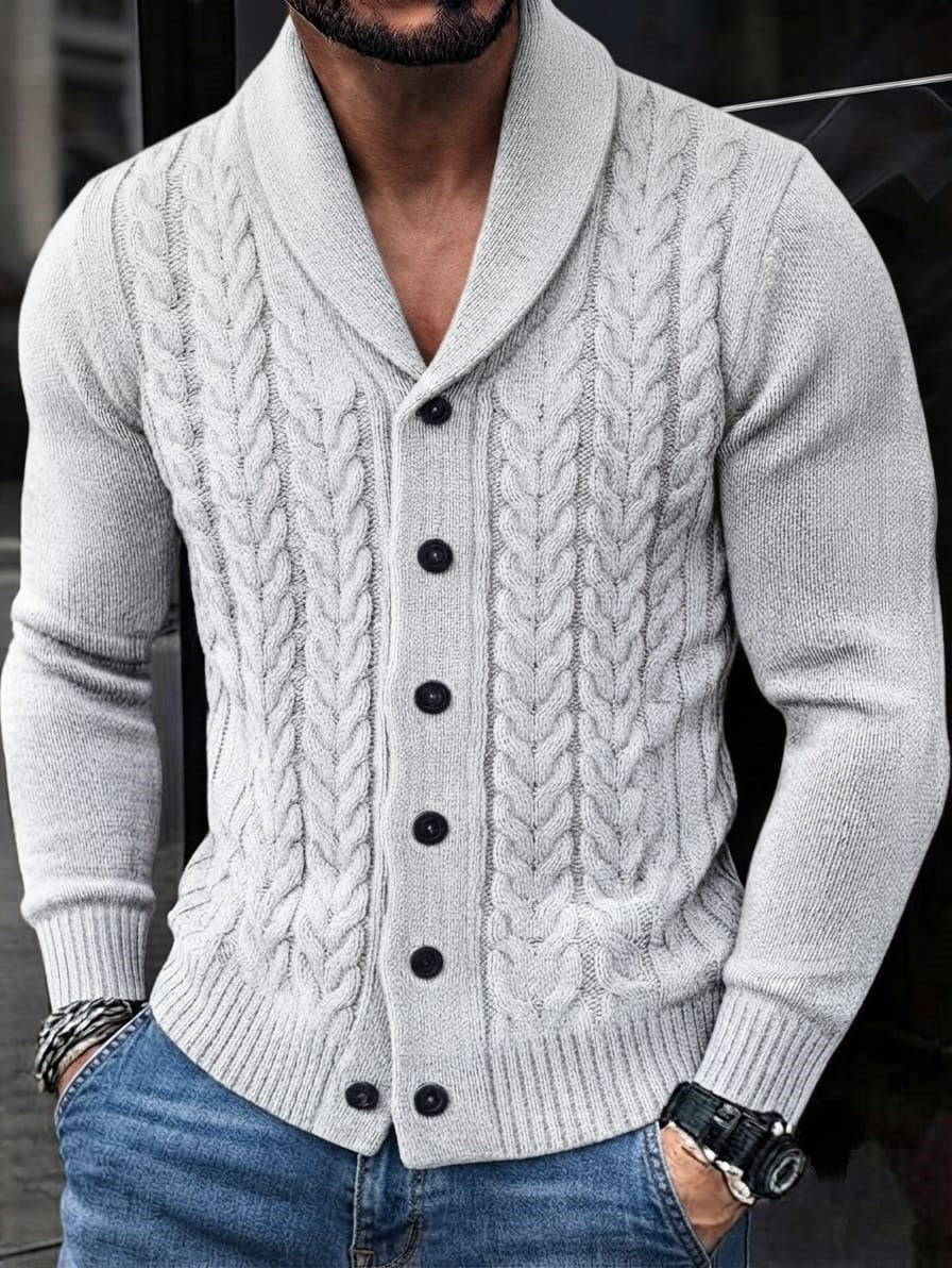 CARDIGAN DE ALPACA Tejido con Cuello Chal y Botones — Elegancia y Comodidad