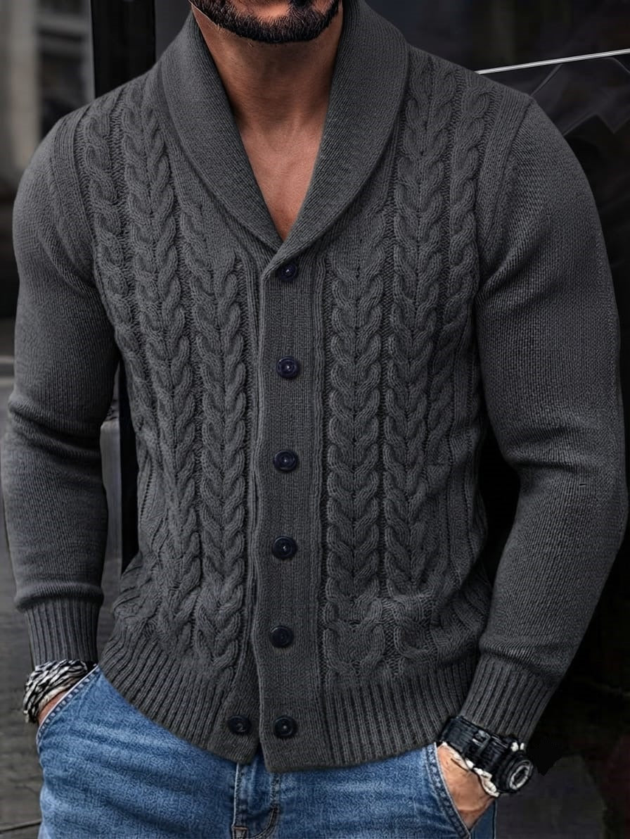 CARDIGAN DE ALPACA Tejido con Cuello Chal y Botones — Elegancia y Comodidad